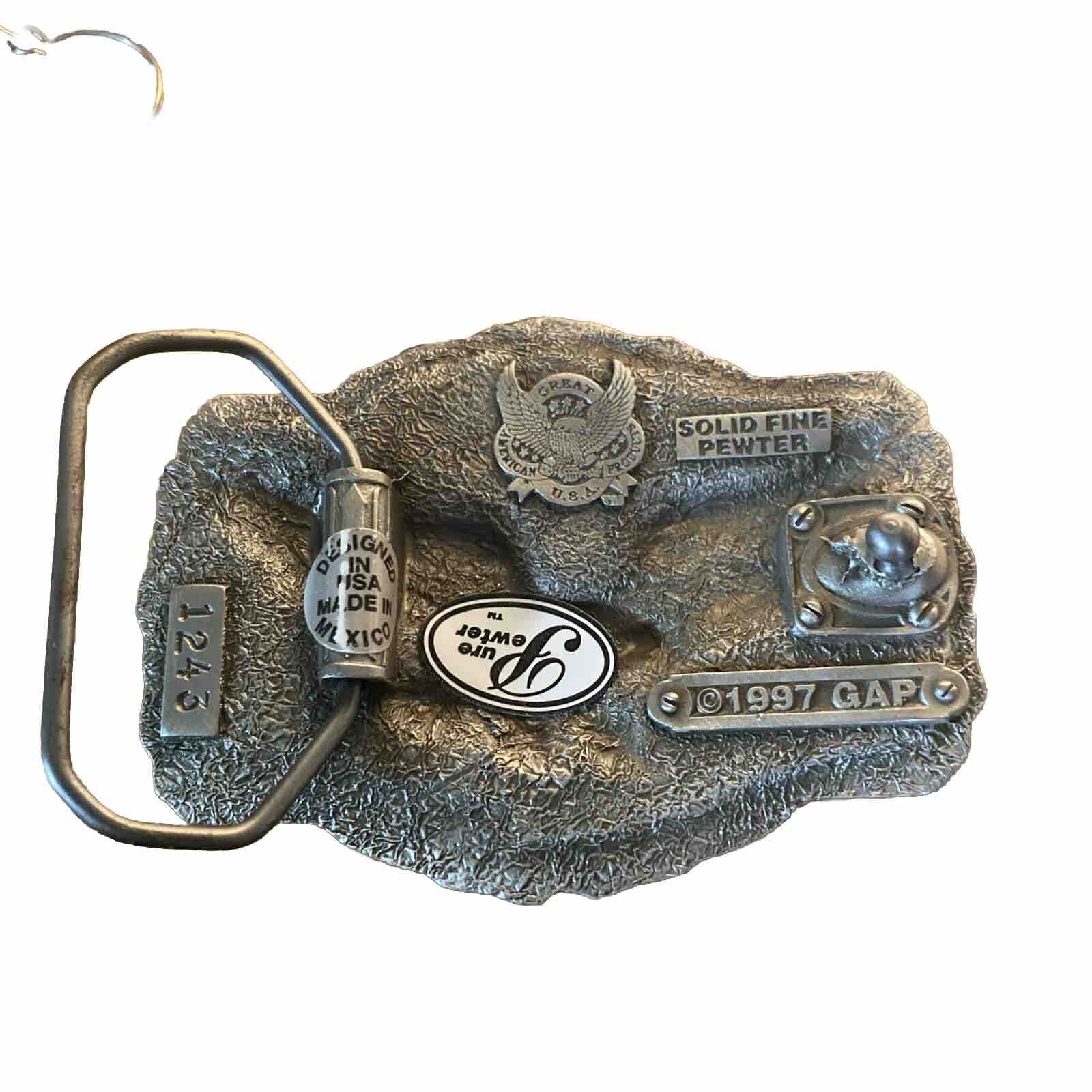 Great American Product Gap 1997 Pure Pewter Bald Eagle Belt Buckle Vintage