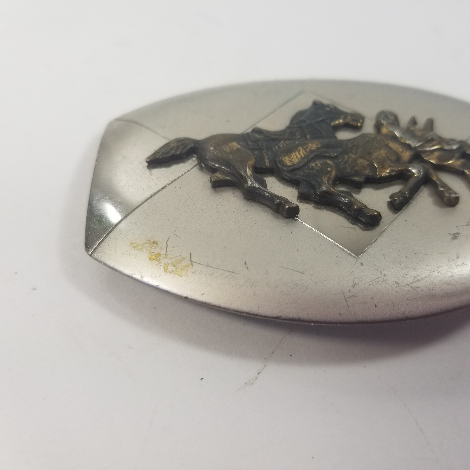 VTG Nickel Silver BELT BUCKLE big bucking Bronco Rodeo Horse Bull Riding