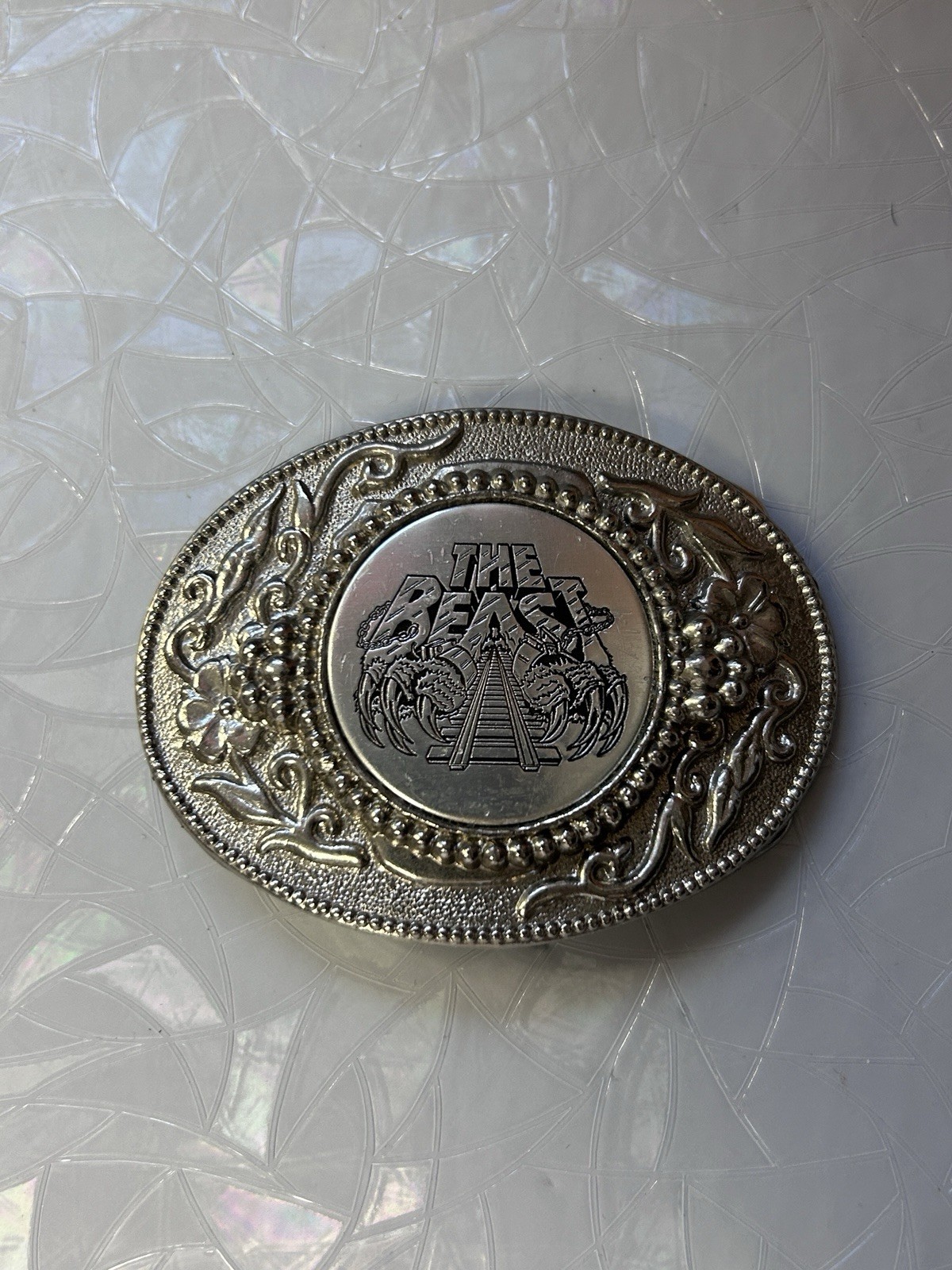 Rare Vintage Kings Island The Beast Roller Coaster Amusement Park Belt Buckle