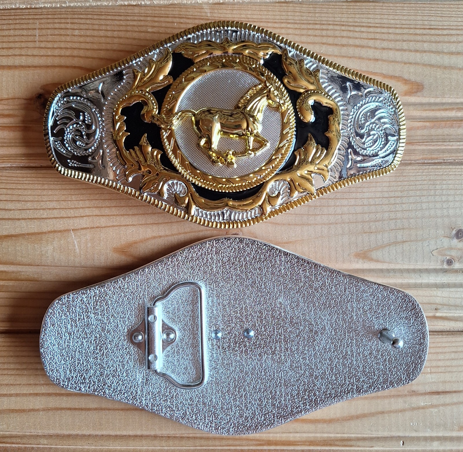 BIG Horse western country silver & gold & black belt buckle (choice designs)