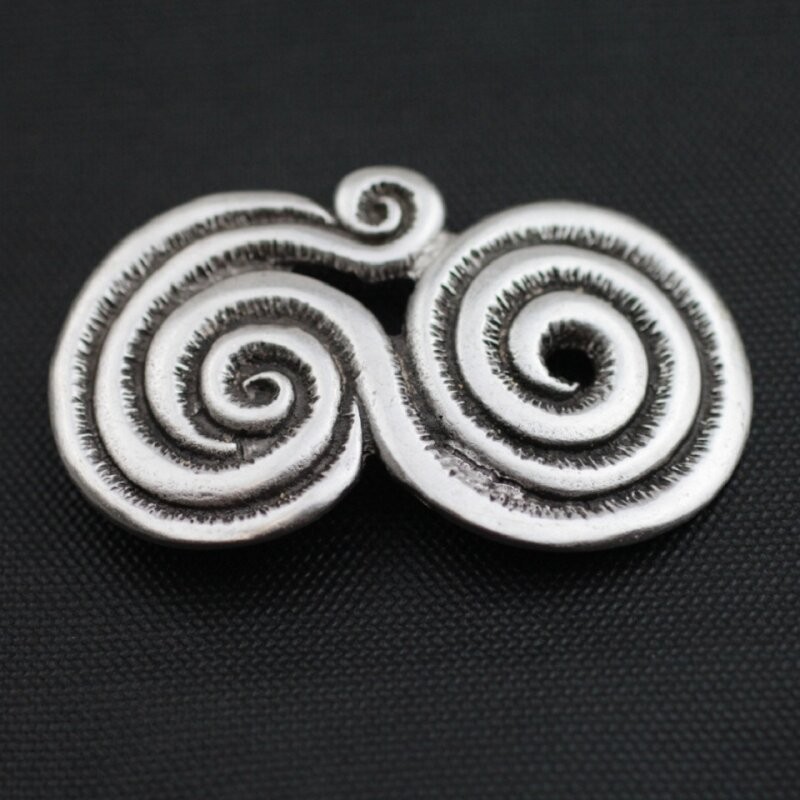 Spiral Belt Buckle in Antique Silver, Artisan Interchangeable Buckle