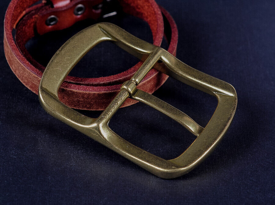 Retro Brass Classic Pin Belt Buckle for Leather Belt Replacement Fit 40mm Strap
