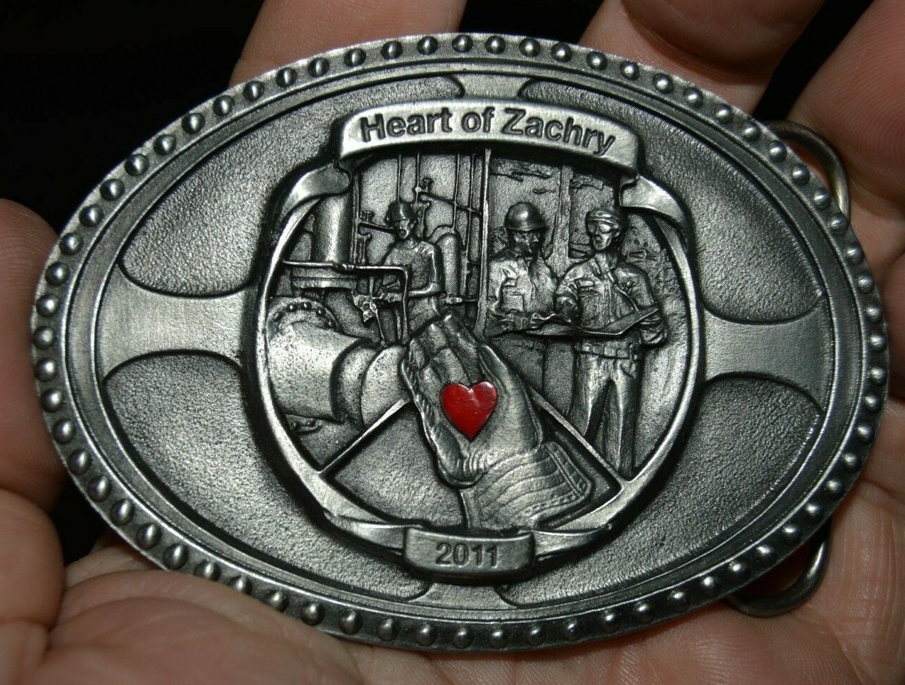 2011 Heart of Zachary Cape Canaveral Energy Center Award Red Heart Belt Buckle