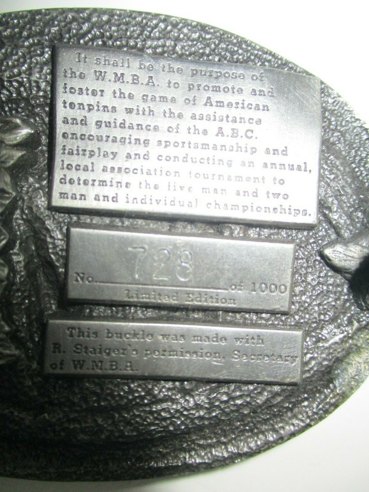 SISKIYOU WICHITA MEN&rsquo;S BOWLING ASSOCIATION 60TH ANNUAL TOURNAMENT BELT BUCKLE