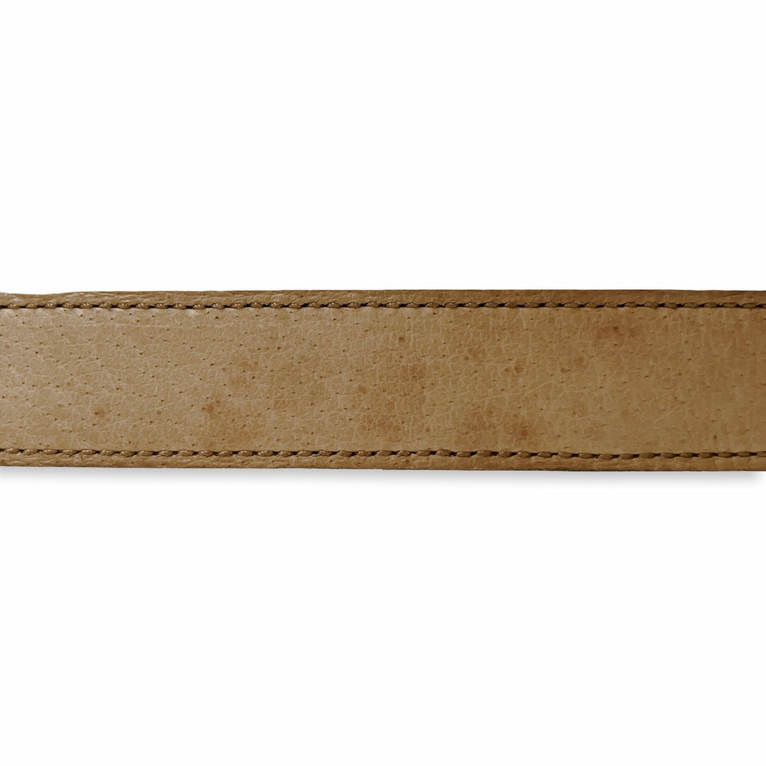 Gucci Gg Logo Buckle Leather Belt Brown Gold Hardware Made In Italy