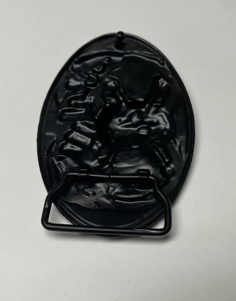 Skull and Crossbones, Black/Silver Metal Motorcycle Biker Belt Buckle