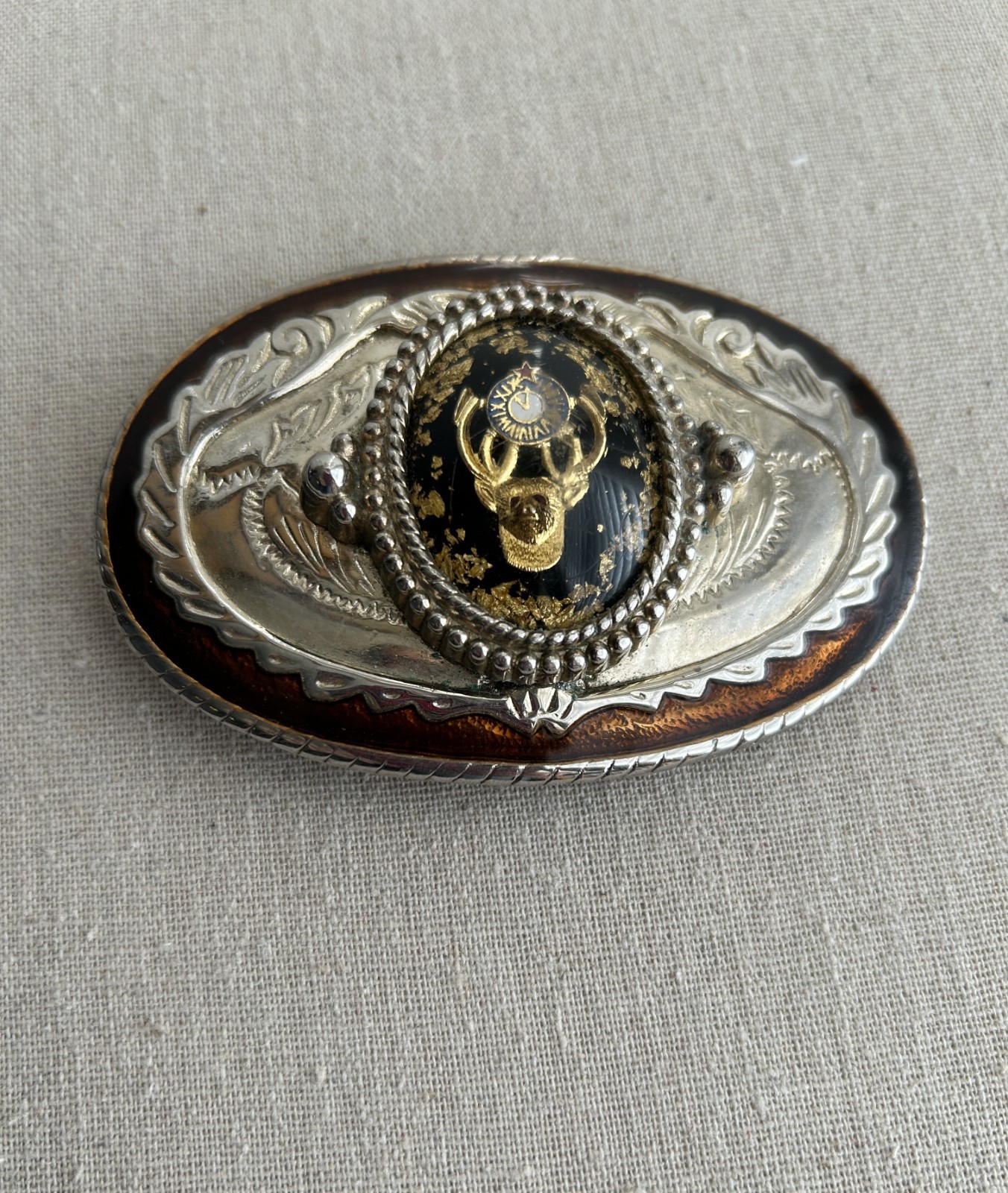 Vintage Belt Buckle Men Silver Elks Lodge BPOE Benevolent Protective Order Clock