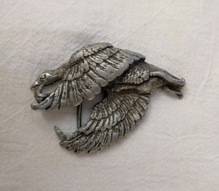 Indiana Metal Craft 1978 Pewter Belt Buckle Goose  Duck  Bird In Flight – LGL