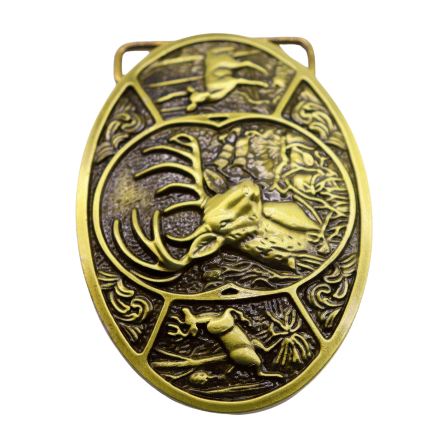 Men Dark Gold Metal Belt Buckle Deer Nature Western Fashion Accessory Day Night