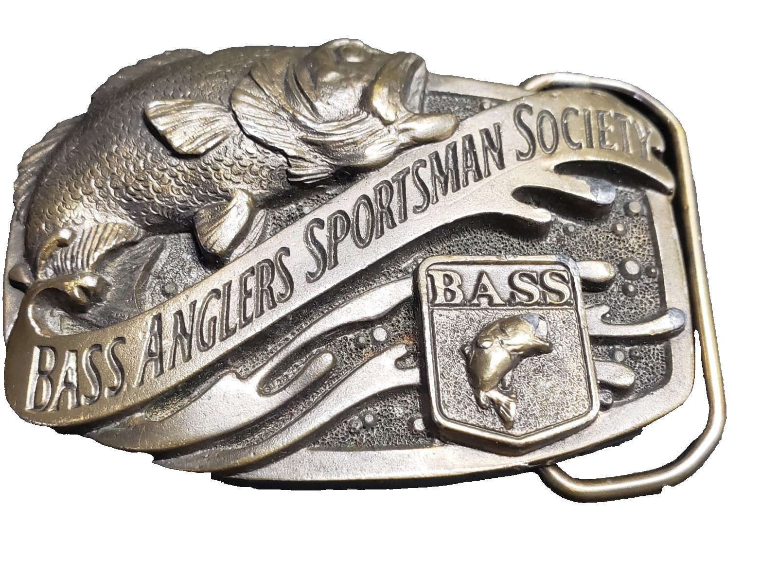 Bass Anglers Sportsman Society Fisherman Brass Belt Buckle USA Gift
