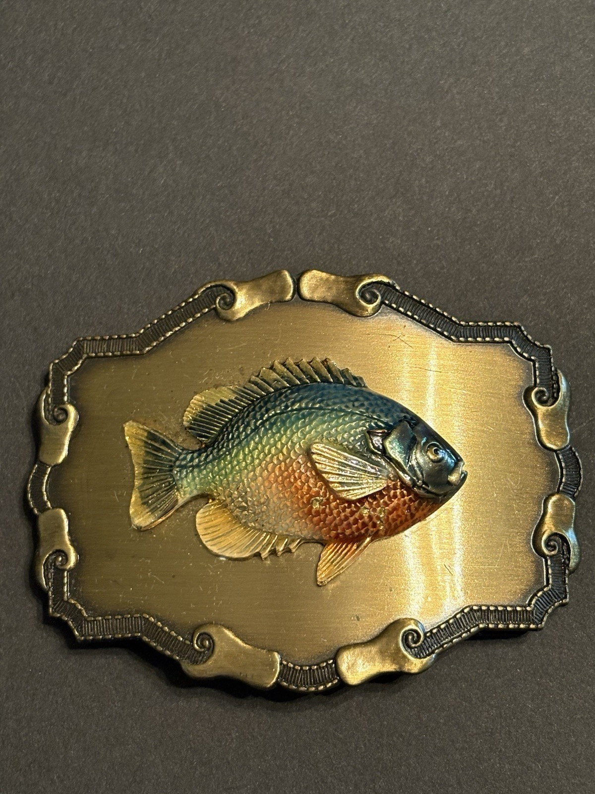 Vintage Bluegill Belt Buckle Fish Fisherman Fishing Panfish Outdoor 1970s Nice