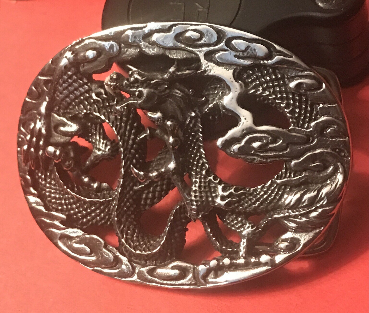 Metal Silver Tone Dragon Belt Buckle New In Box Free Shipping￼￼