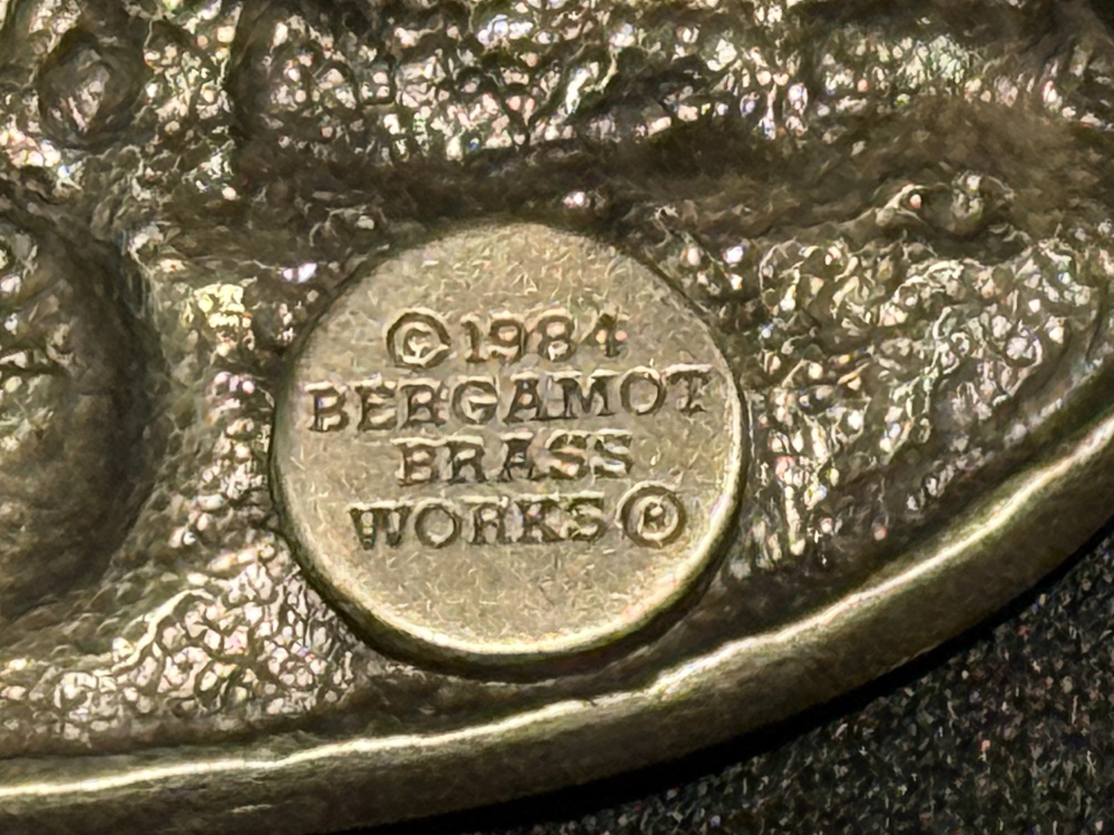 1984 Bergamot Brass Works Motorcycle Belt Buckle N149 Vintage Made in USA