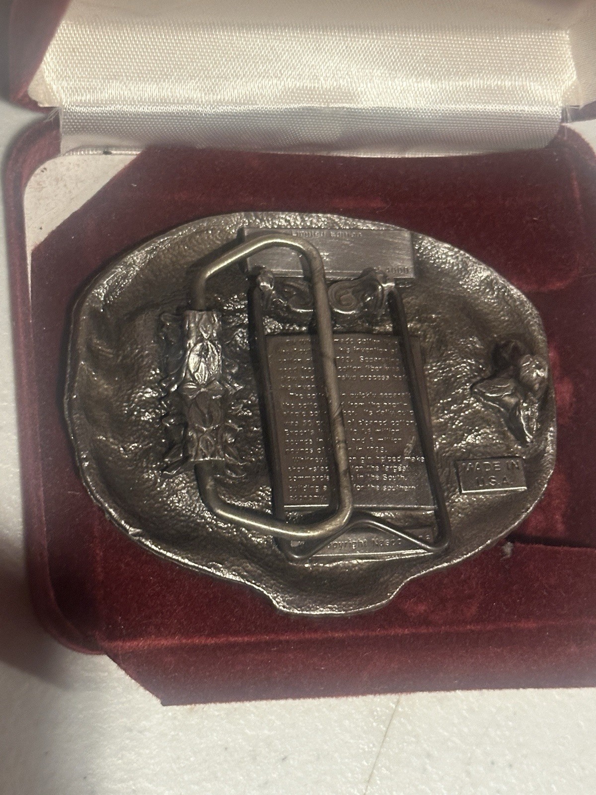 Vtg 1986 Nasco Eli Whitney Cast Iron Growing Of America Belt Buckle Numbered