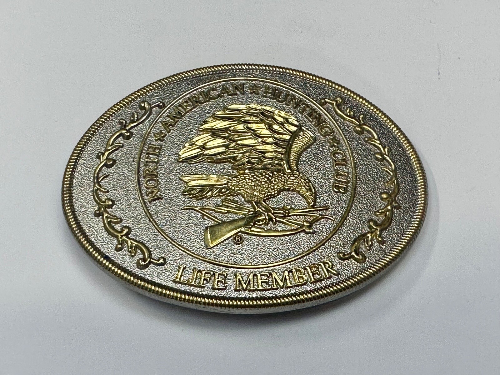 North American Hunting Club Belt Buckle Of Life Member Eagle Rifle Emblem