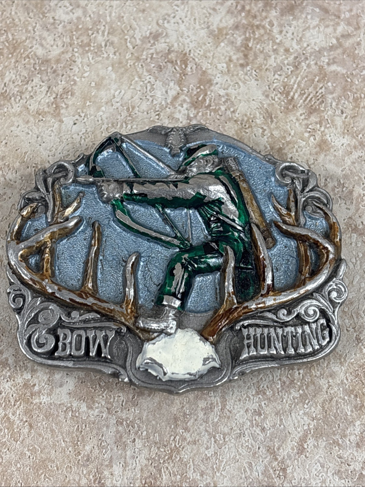 VTG Archery Bow Hunting 1986 Great American Buckle Co Brass #1818 Nature