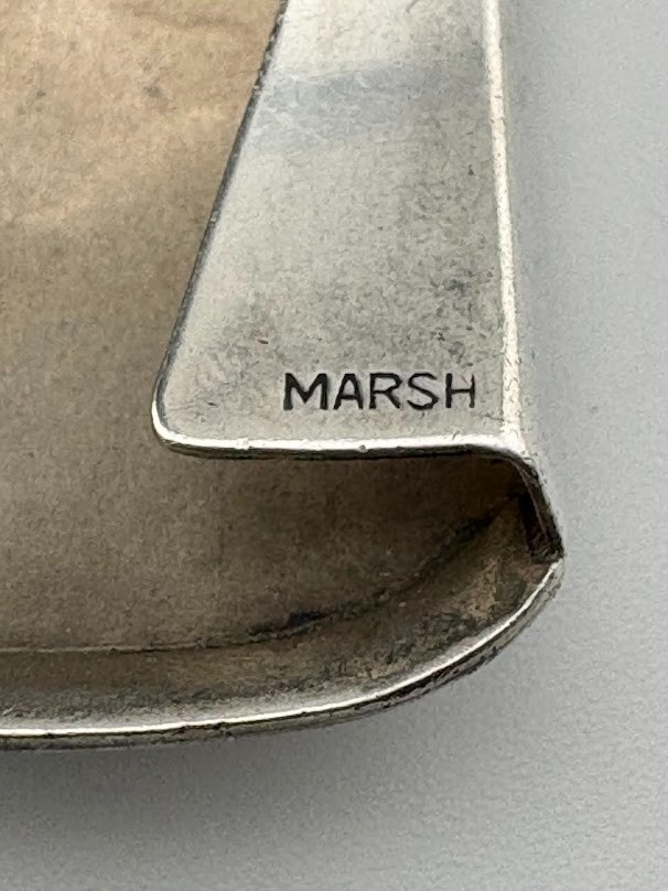 VINTAGE MARSH STERLING SILVER MASONIC BLUE ENAMEL HISTORIC BELT BUCKLE 17G 2144