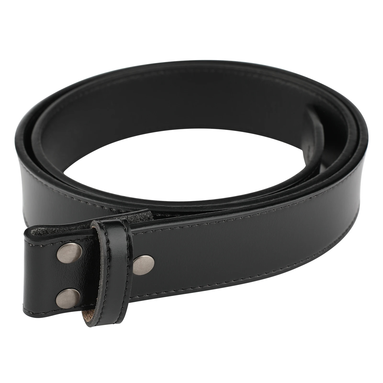 Handmade Men&rsquo;s Press Button Belt Full Grain Leather Without Buckle 1-1/2 Wide