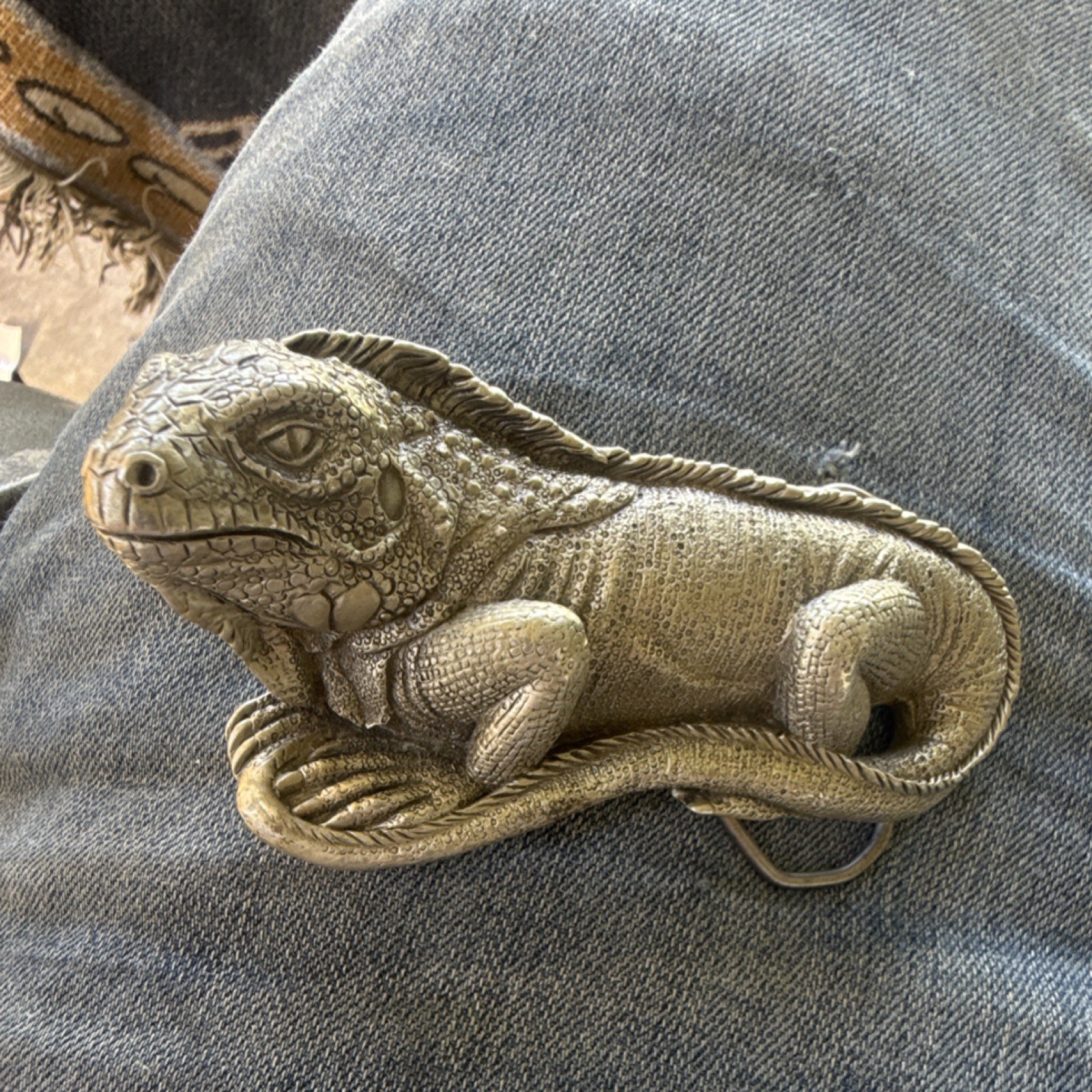 GAP Vintage Solid Fine Pewter Lizard Belt Buckle Silver 1.5in Fit MPN 4422