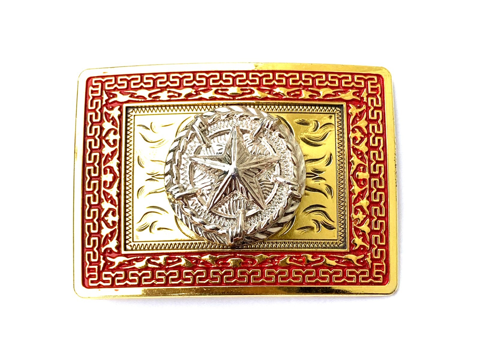 Western Buckle Gold Silver Red Texas Star Cowboy Fit 2 » Hebillas Vaqueras