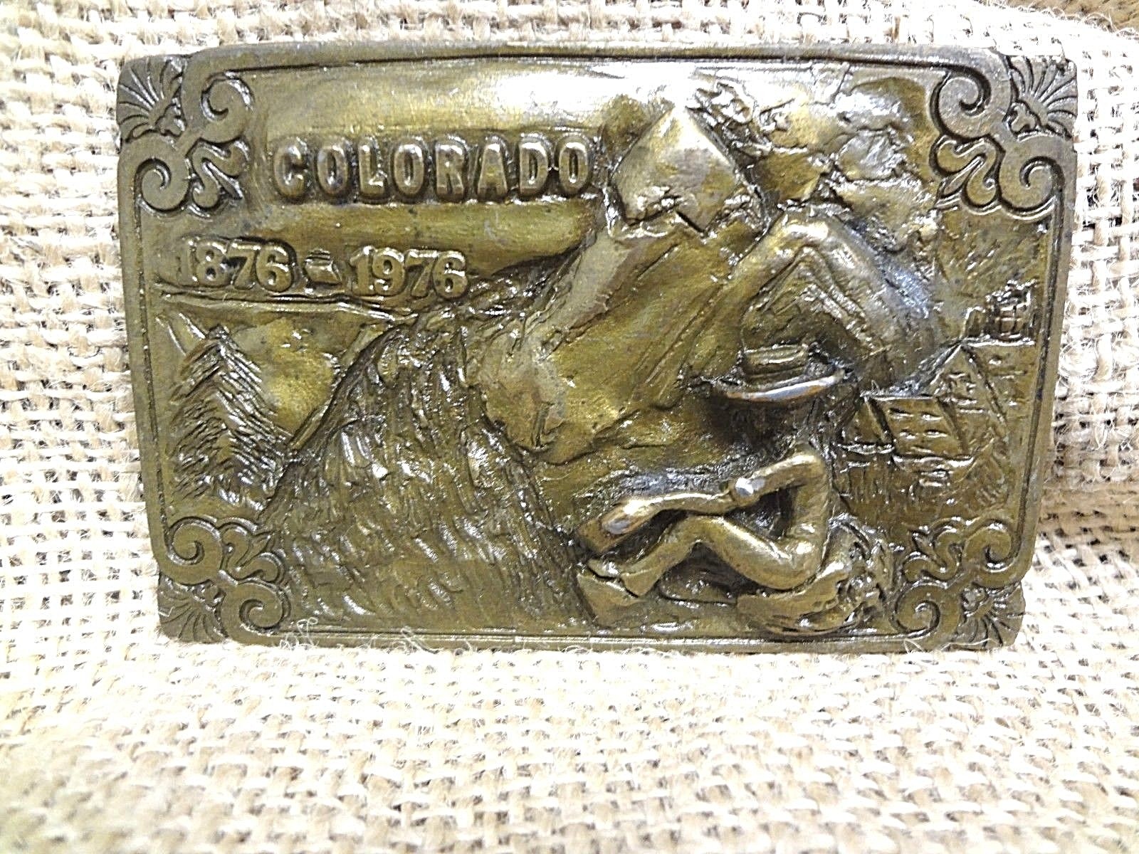 Colorado Centennial 1876-1976 Collectors Brass Belt Buckle Prospecting~FREE SHIP