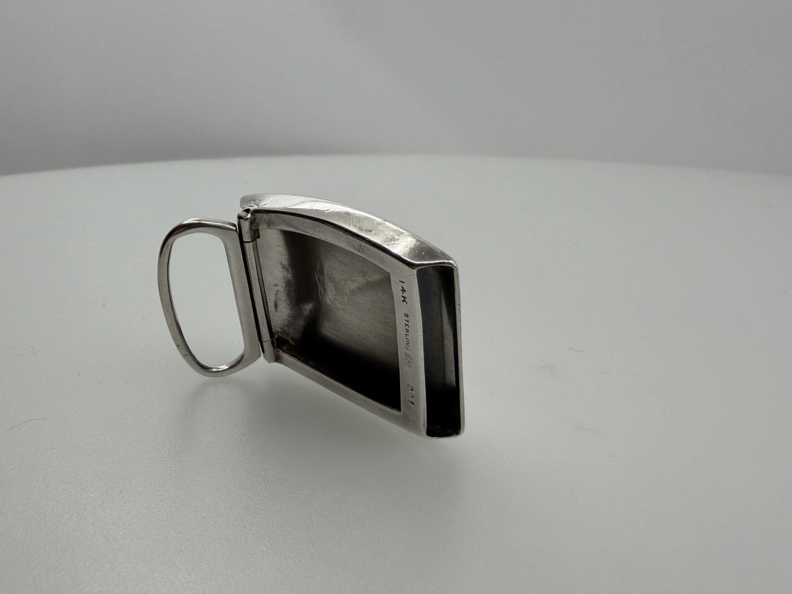 Vintage Sterling Silver 14K Gold Overlay Belt Buckle Monogram EWB 201