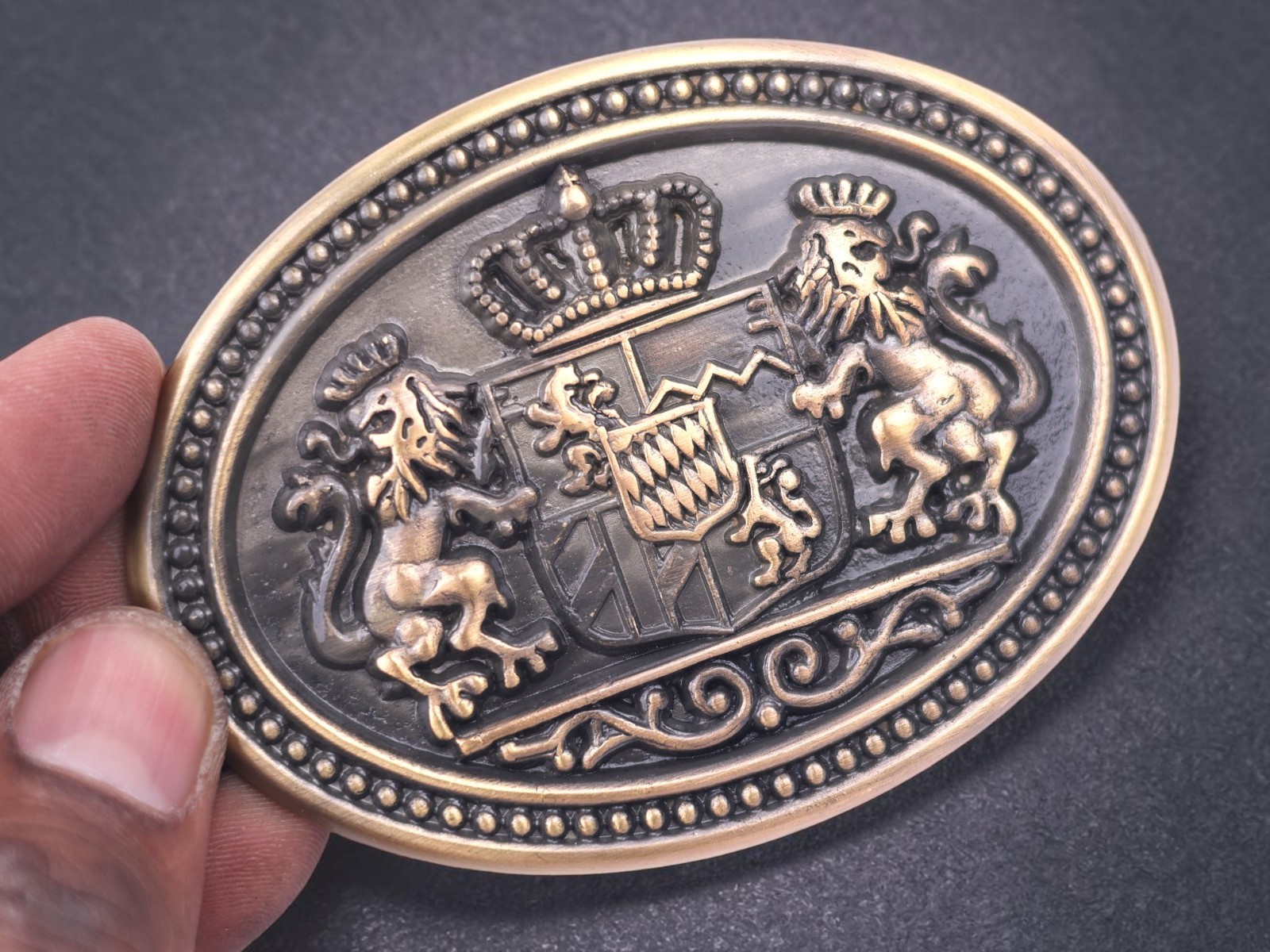 Western Belt Buckle With Handmade Leather Strap | Royal Lion Design