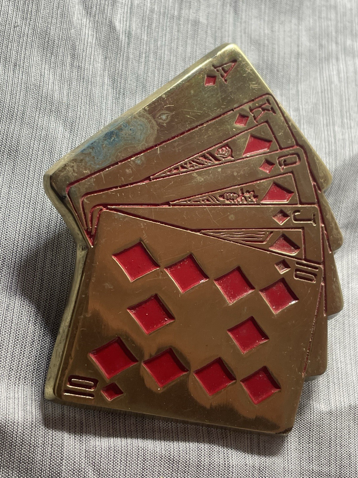 Vintage Baron 5937 Solid Brass Royal Flush Playing Cards Belt Buckle