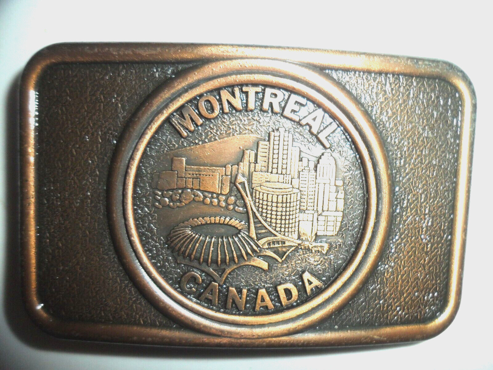 Montreal City Skyline Quebec Canada Olympic Stadium Downtown Belt Buckle