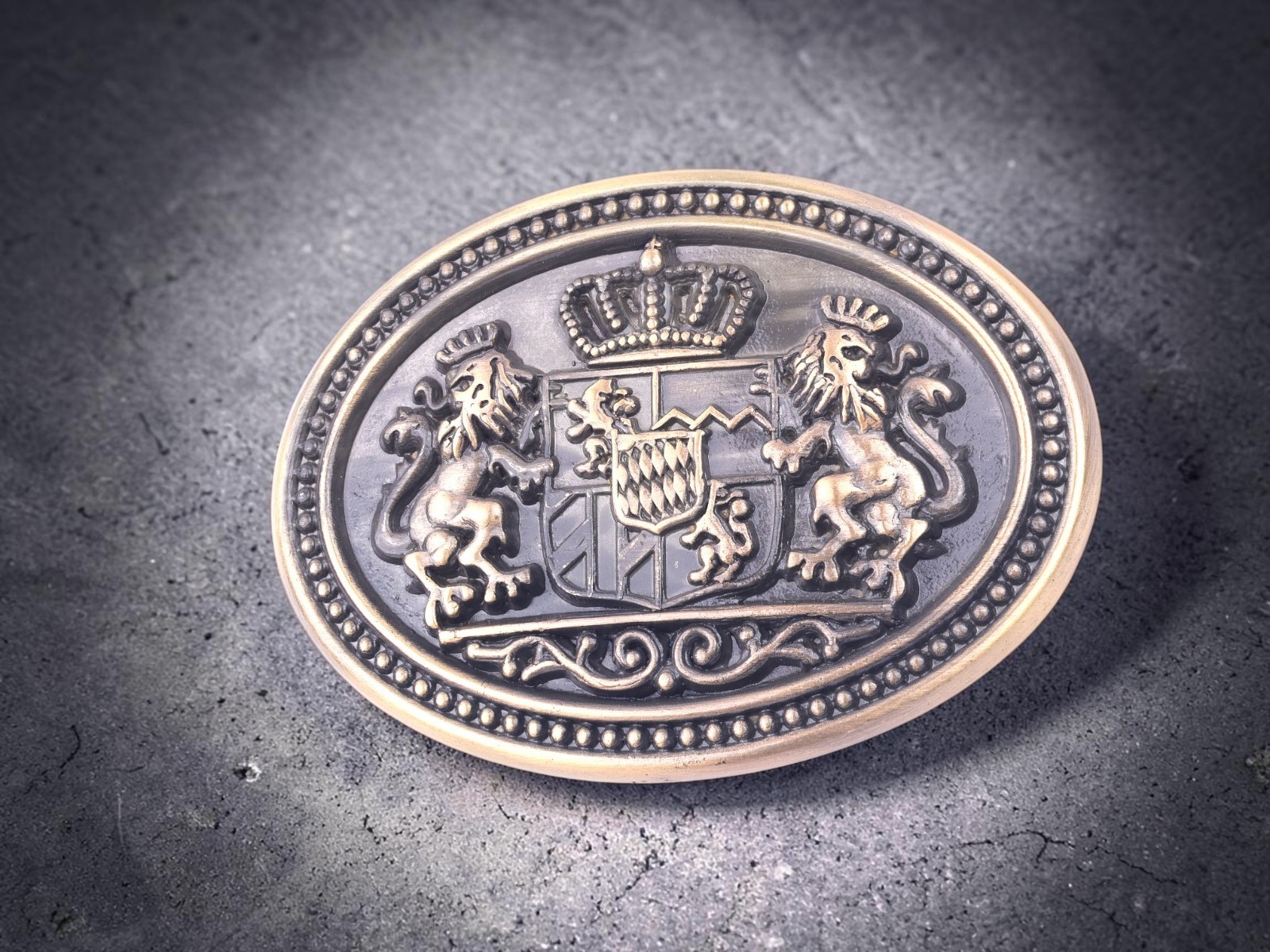 Western Belt Buckle With Handmade Leather Strap | Royal Lion Design