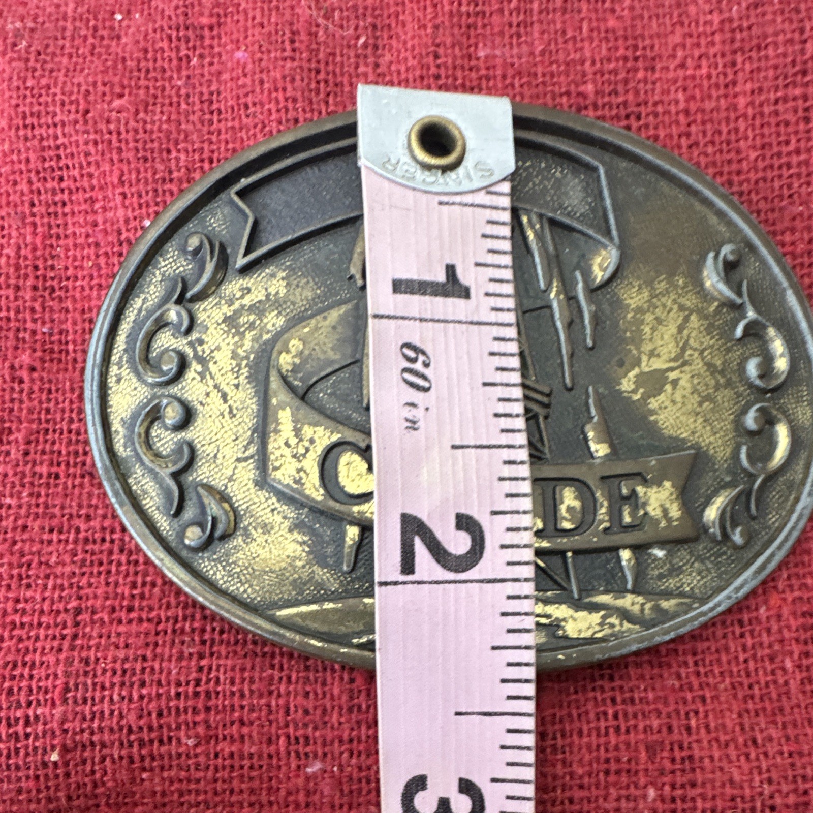Vintage CRUDE Oilfield Belt Buckle Oil Derrick Oil Rig Petroleum Bronze Tone
