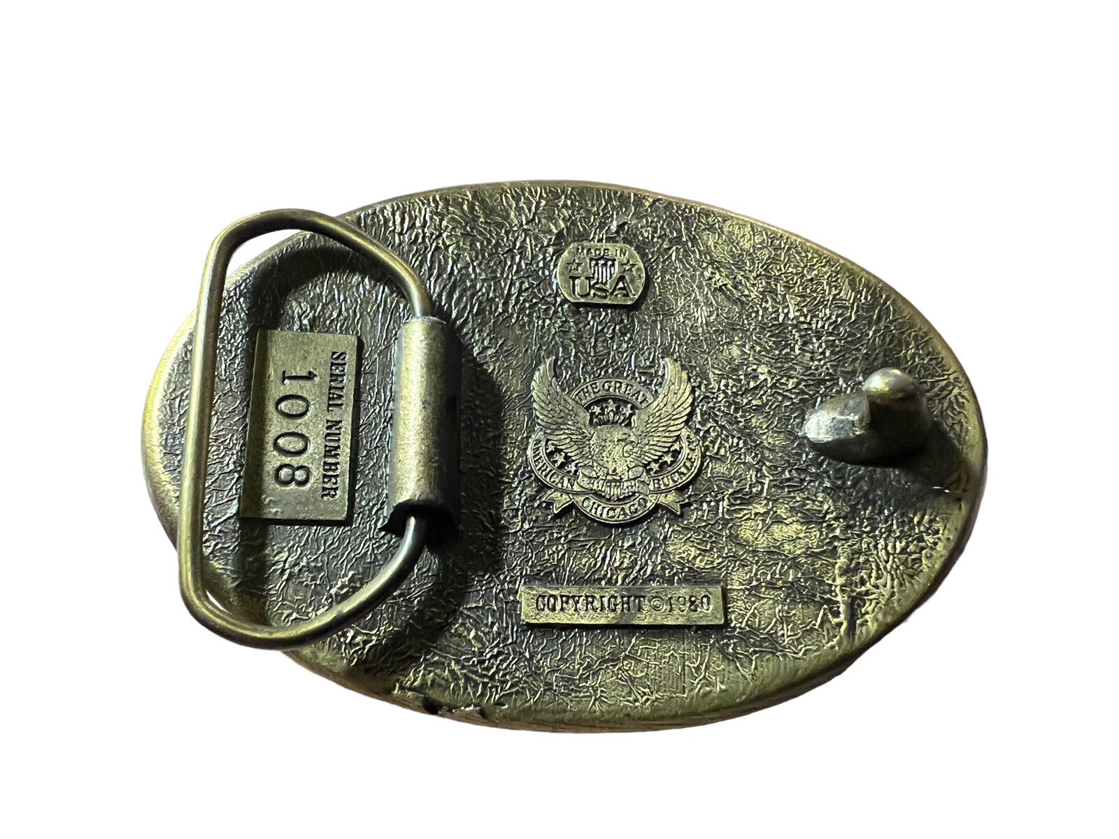 Vtg The Great American Buckle Co Seria 1980 Buck Deer Enamel Oval Belt Buckle