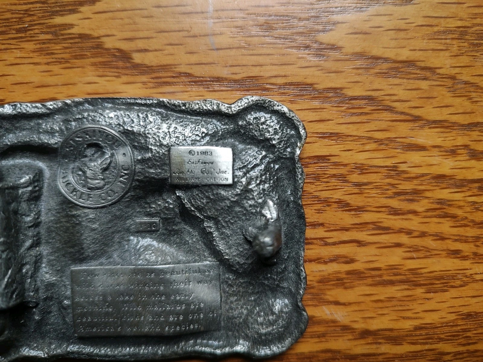 1983 Vintage Wild Ducks Mallards Siskiyou Belt Buckle
