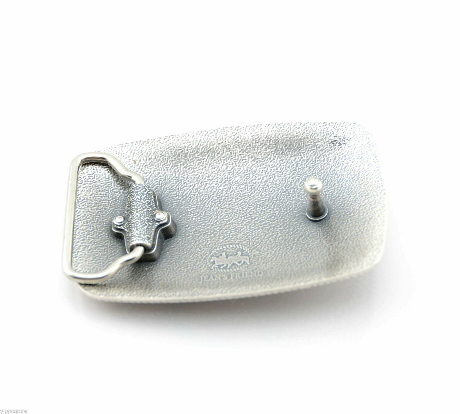 Original Antique Silver Plated Native Southwest Rectangle Metal Belt Buckle