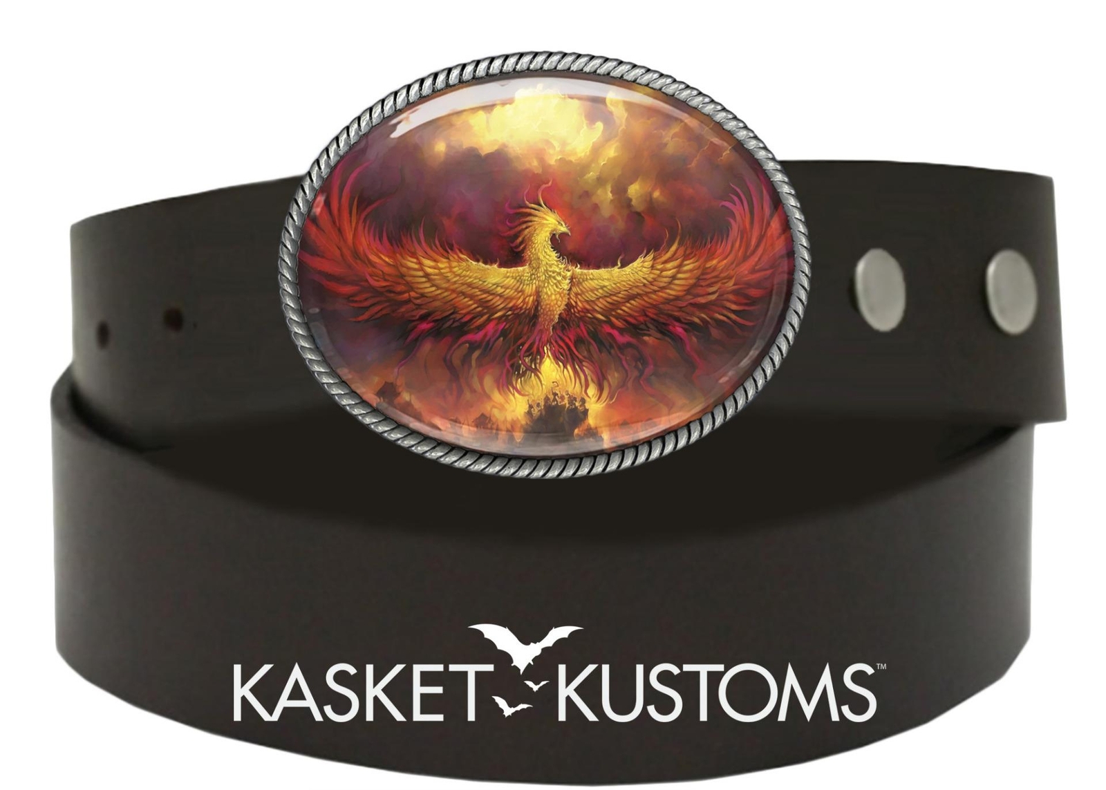 Phoenix Rising Belt Buckle – Strength Courage Handmade Silver Oval Buckle – 632