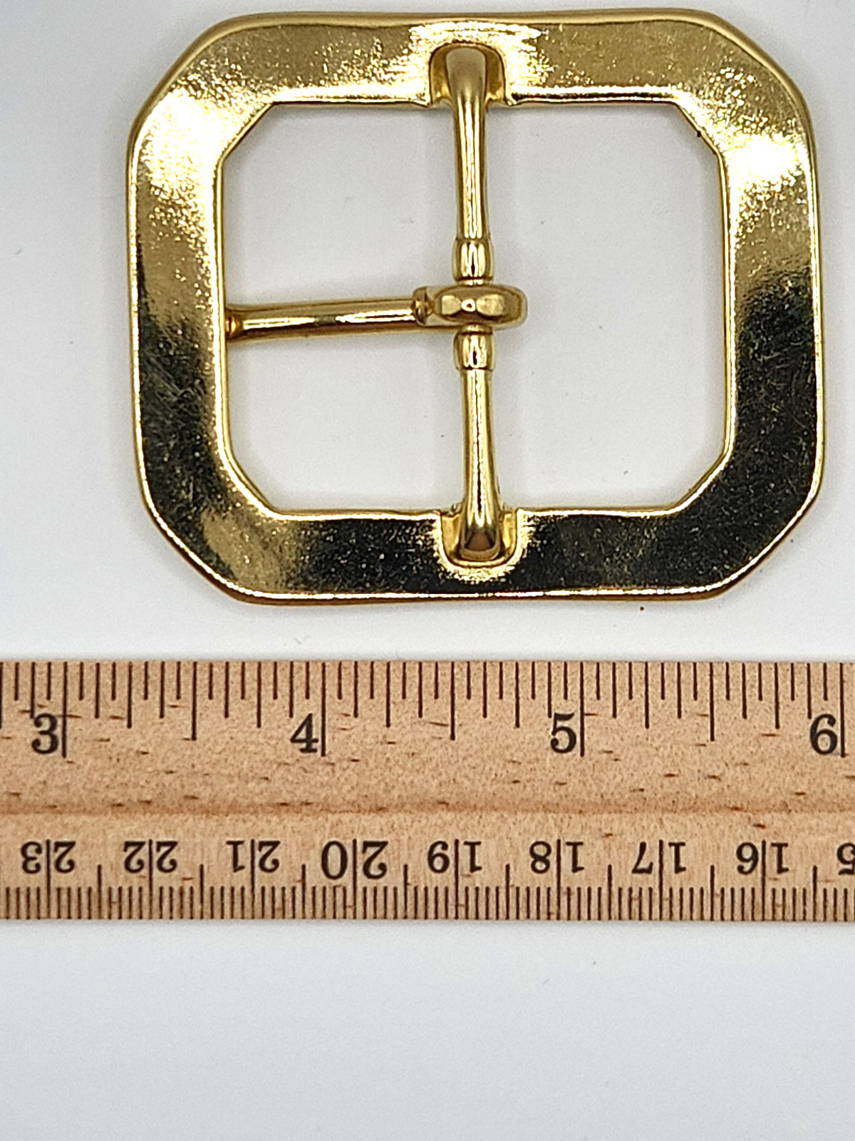 Solid Brass Gun Belt Buckle Clipped Corners Western Utility
