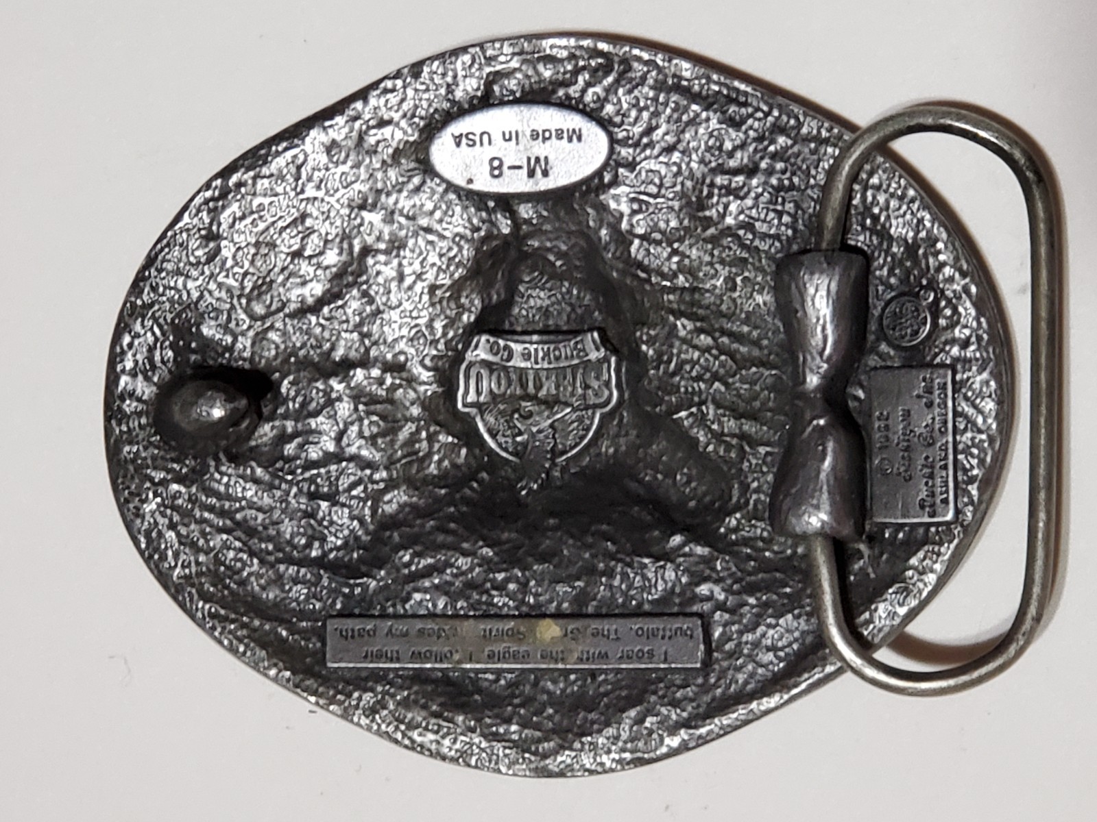 VTG Siskiyou 1992 Enamel Buffalo Skull Belt Buckle Pewter Color USA Made