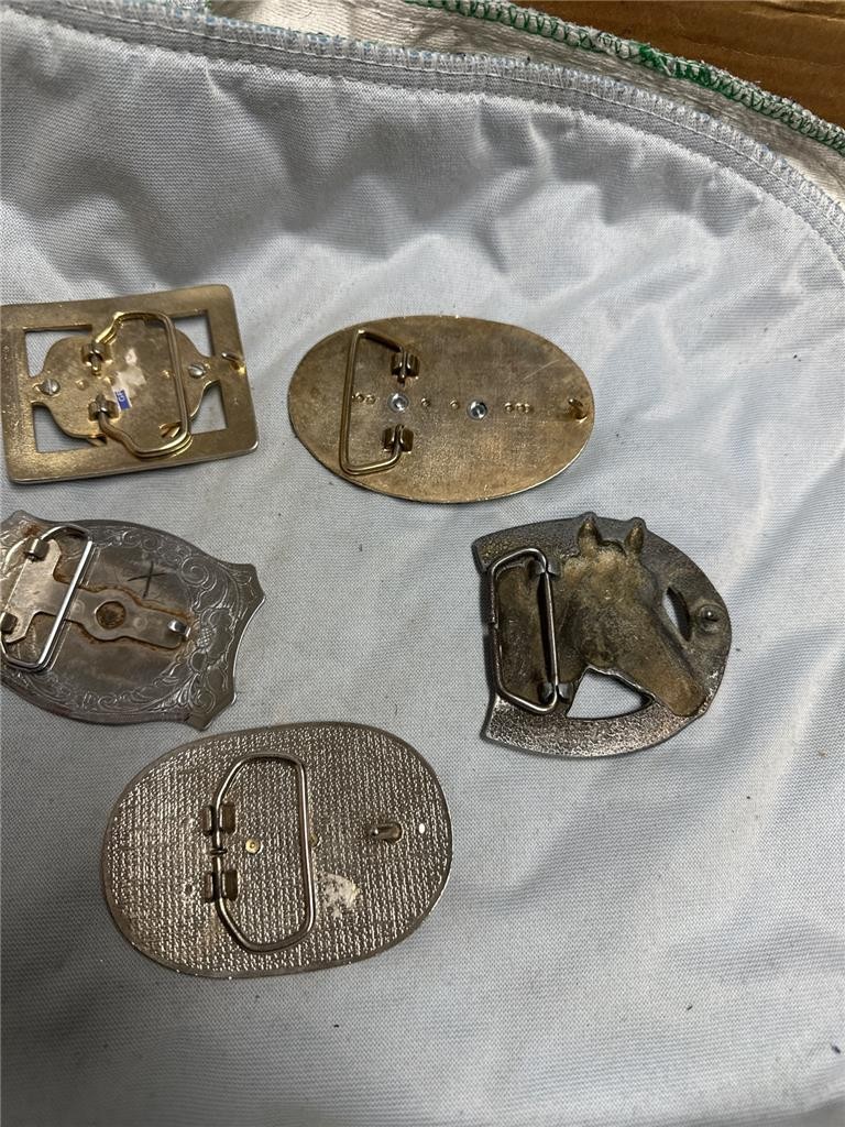 Five Vintage Horse Belt Buckles