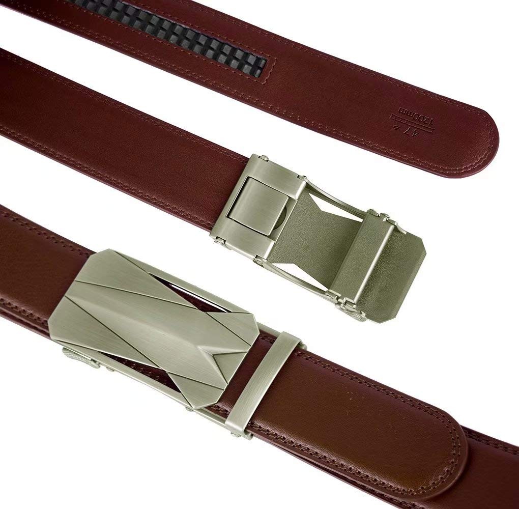 GUBOSS Genuine Cow Leather Belts With Automatic Ratchet Medium, Brown