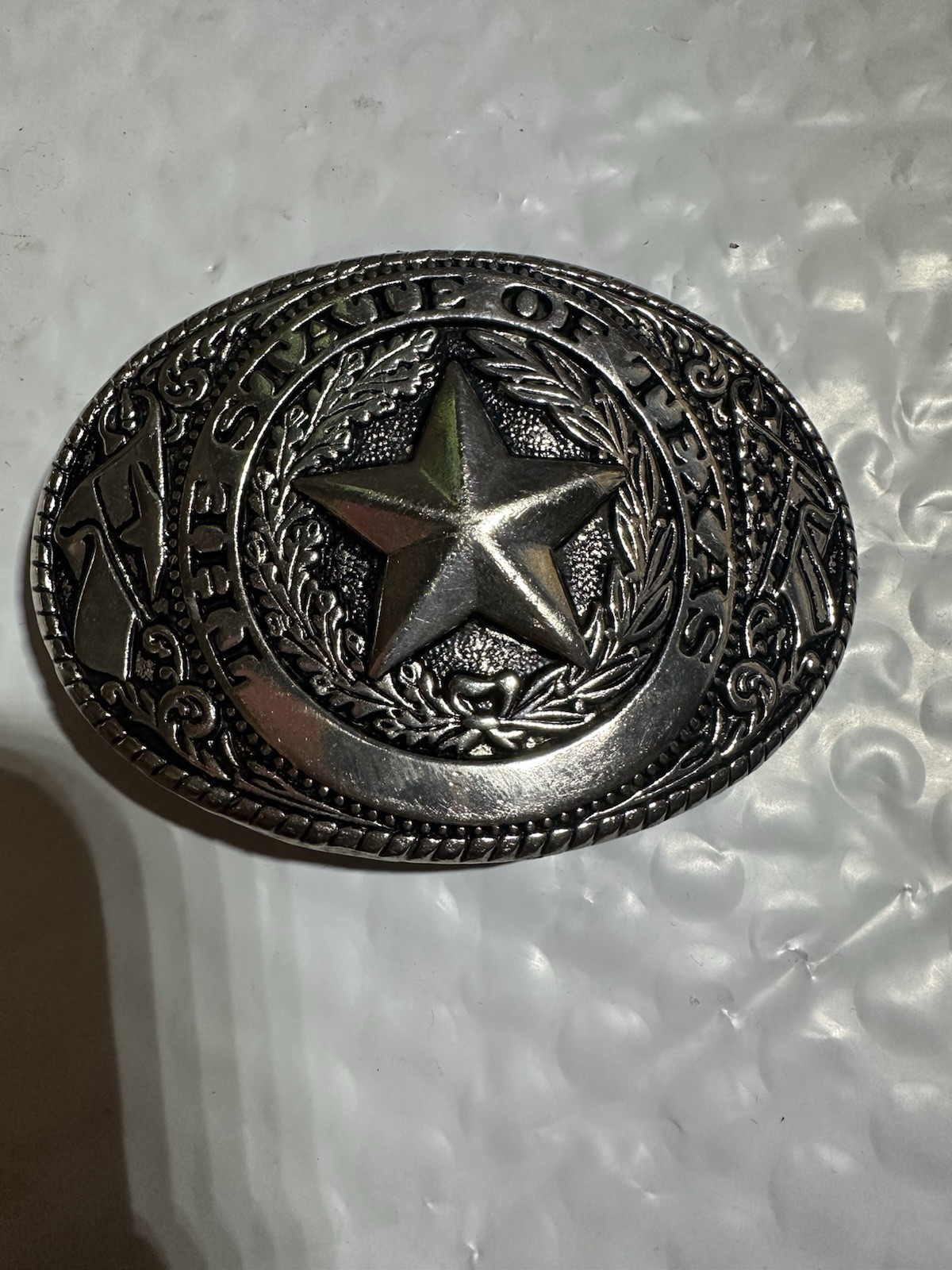 Men Silver Metal Belt Buckle Western Cowboy Texas State Lone Star Oval Jean Pant