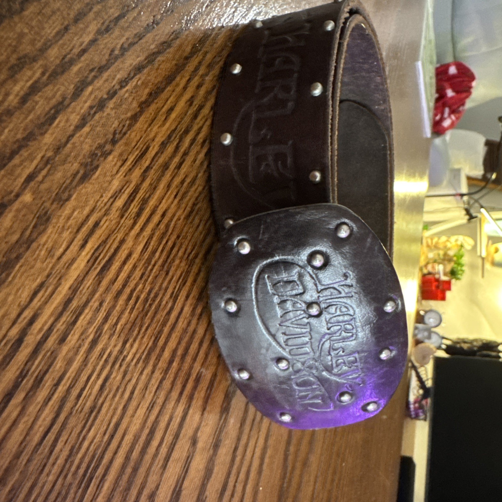 Harley Davidson Belt Buckle & Leather Harley Belt 2007 Studded Size Small Roses