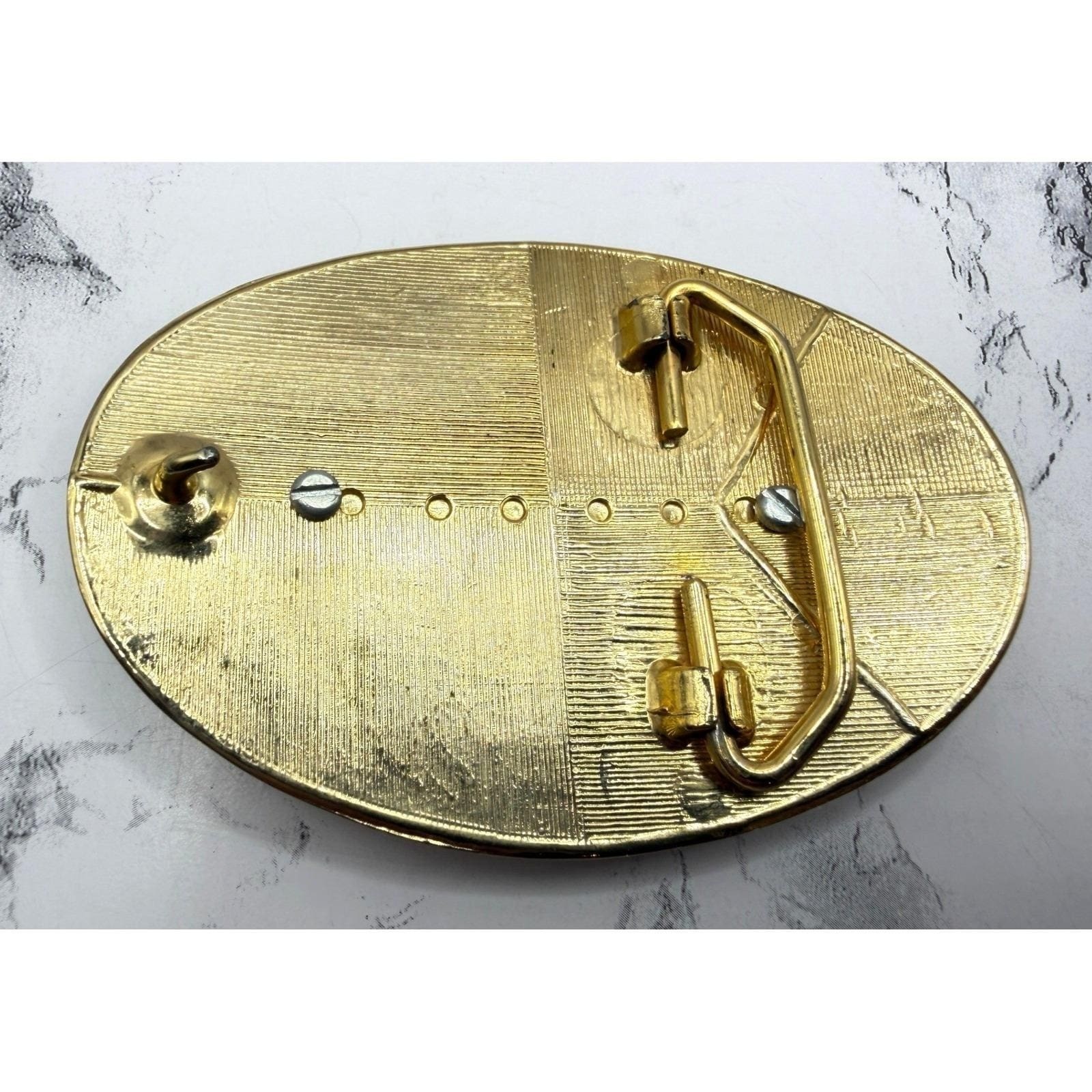Gold Tone Eagle Crest Belt Buckle Western Scroll Oval 4&Prime; Fits 1.5&Prime; belt