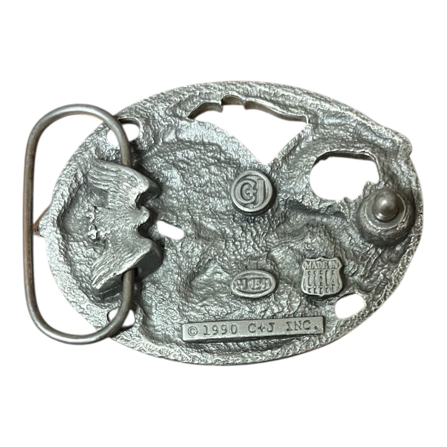 Flying Eagle Belt Buckle USA Made Silver Excellent C+J Vintage 1990s