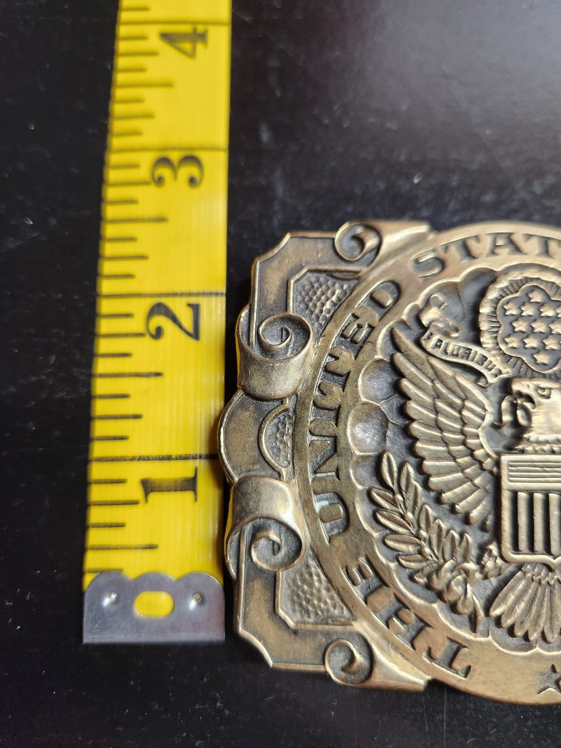 ADM Belt Buckle Solid Brass Great Seal USA Patriotic Western 3.5&Prime;x2.5&Prime;