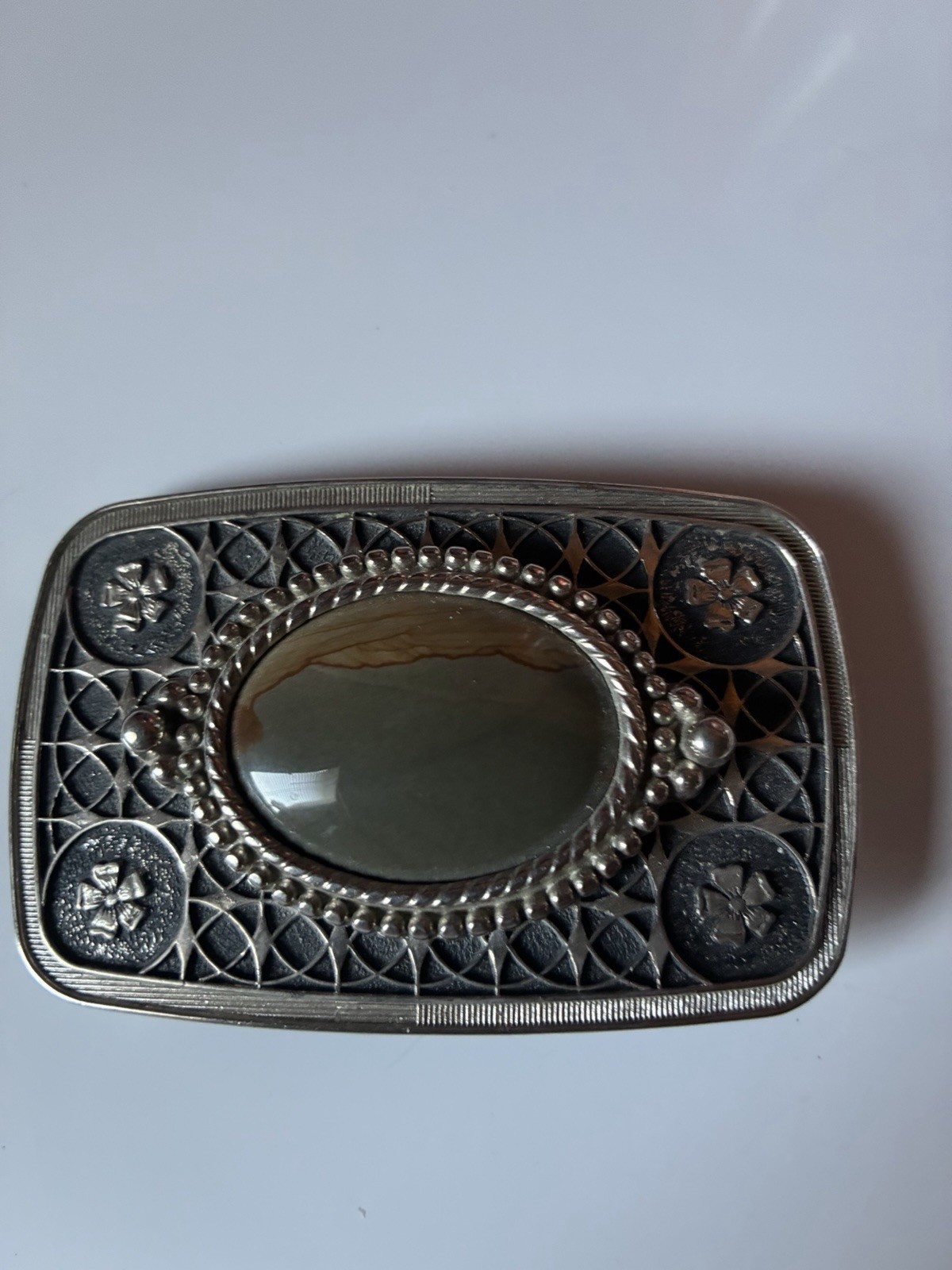 Western Belt Buckle With Polished Stone.