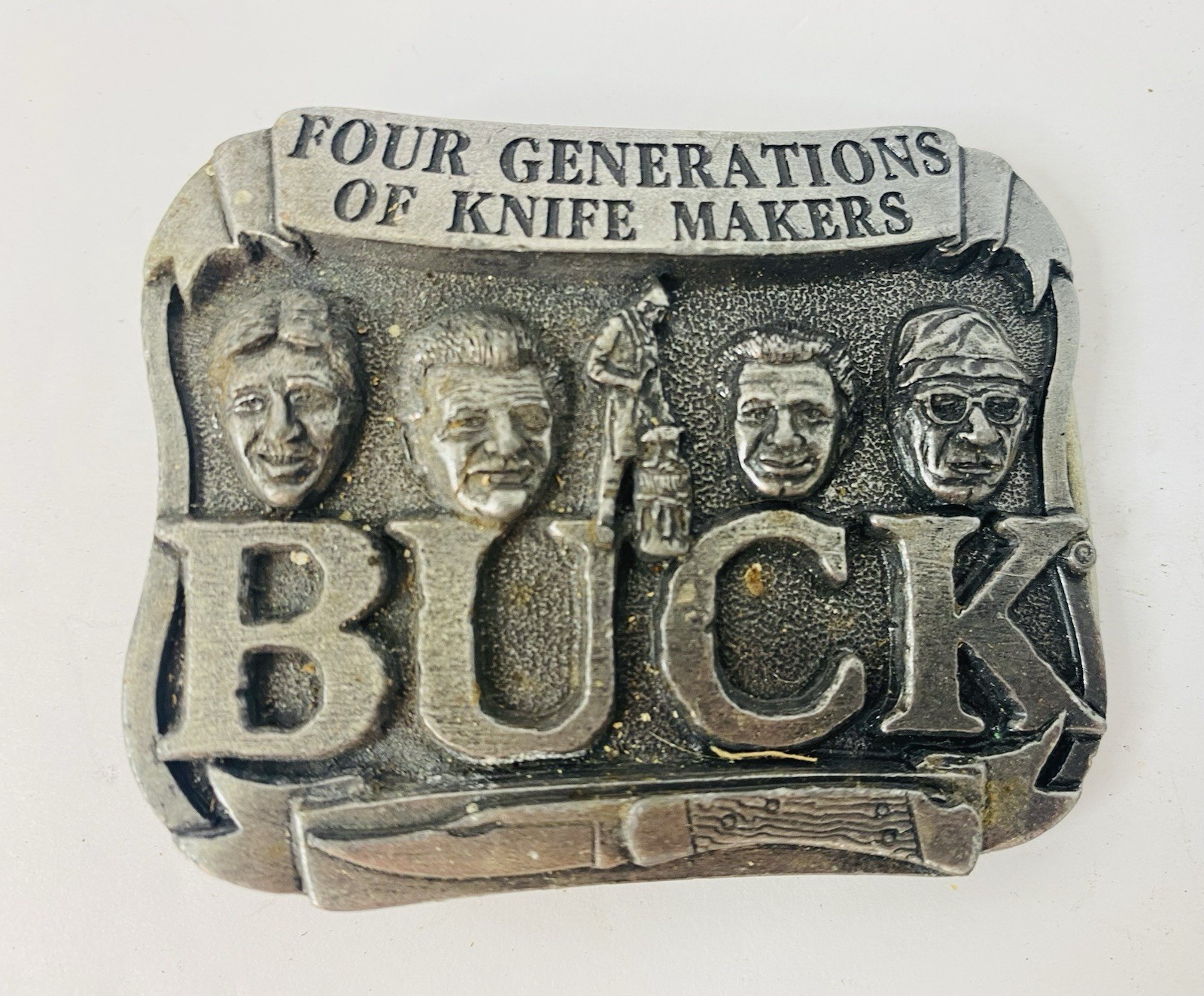 Buck Knives Metal Belt Buckle, Four Generations of Knife Makers