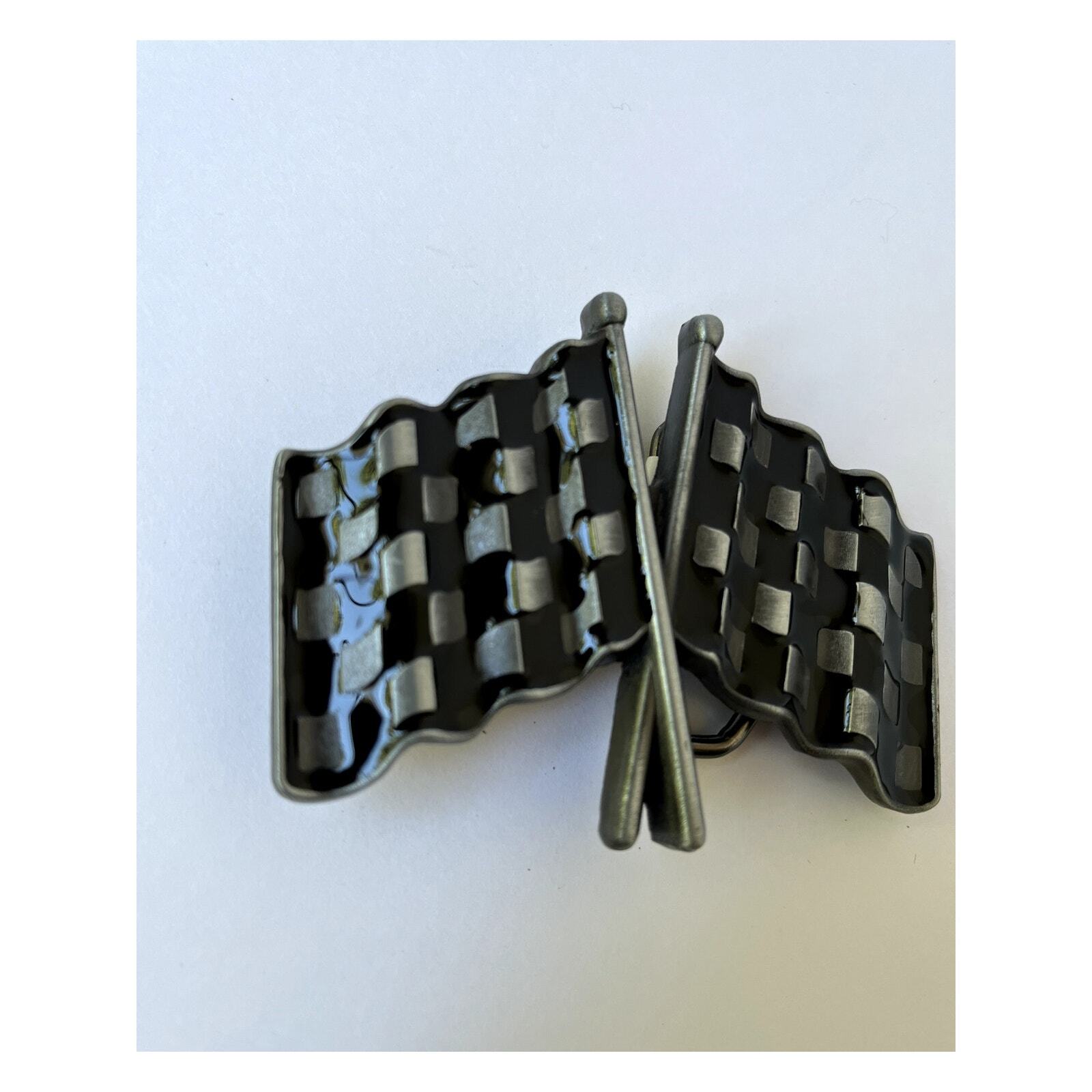 Racing Flags Black And White Checkered Racing Flag Belt Buckle