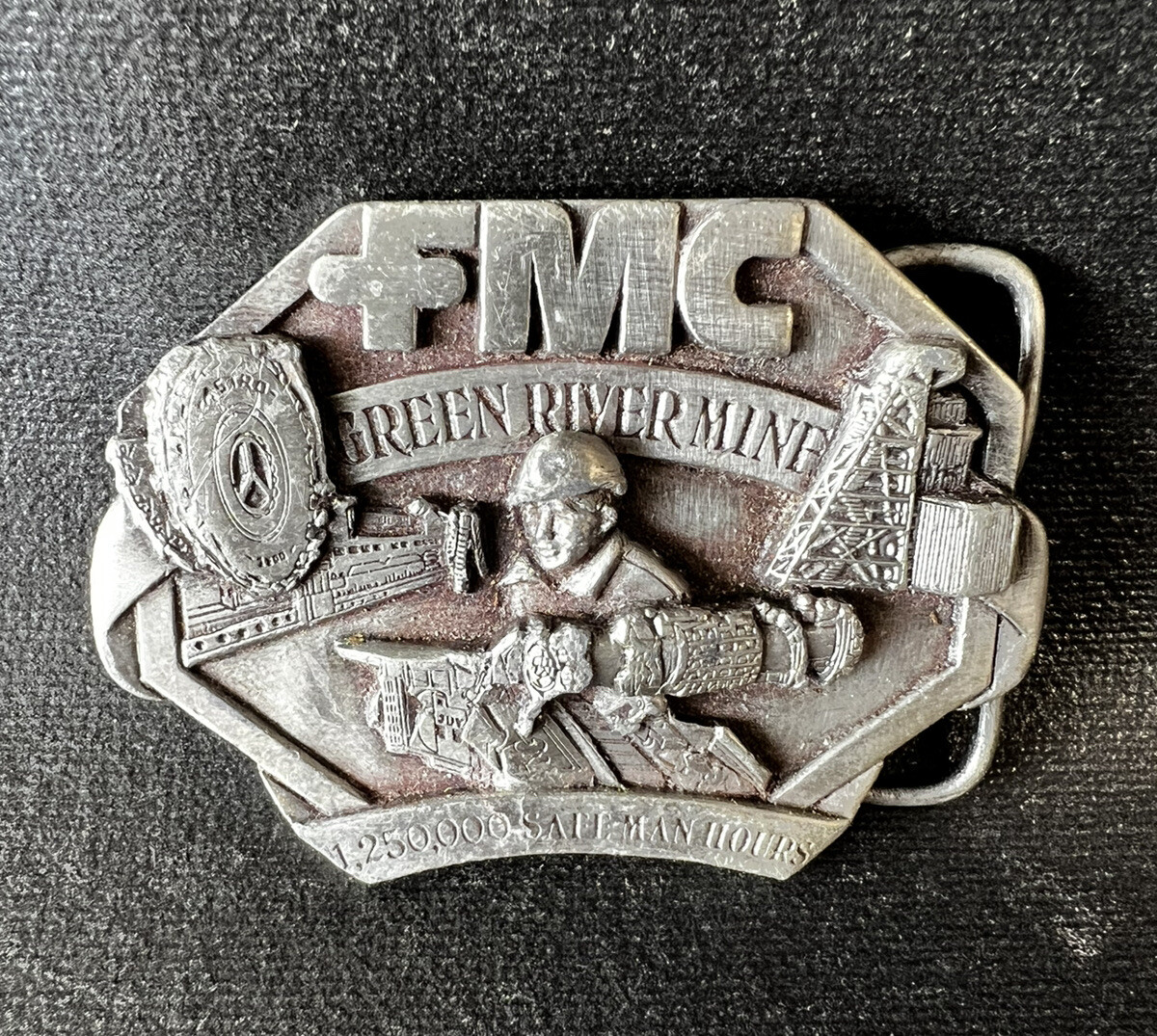 FMC Trona Mine Belt Buckle, Safety, Siskiyou, Limited #/650, Rare Green River WY