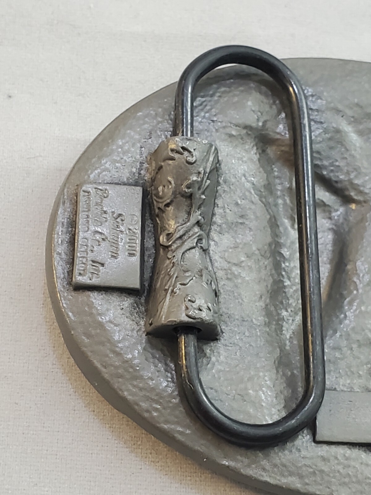 Black Enameled Diamond Cut Pewter Horse Buckle