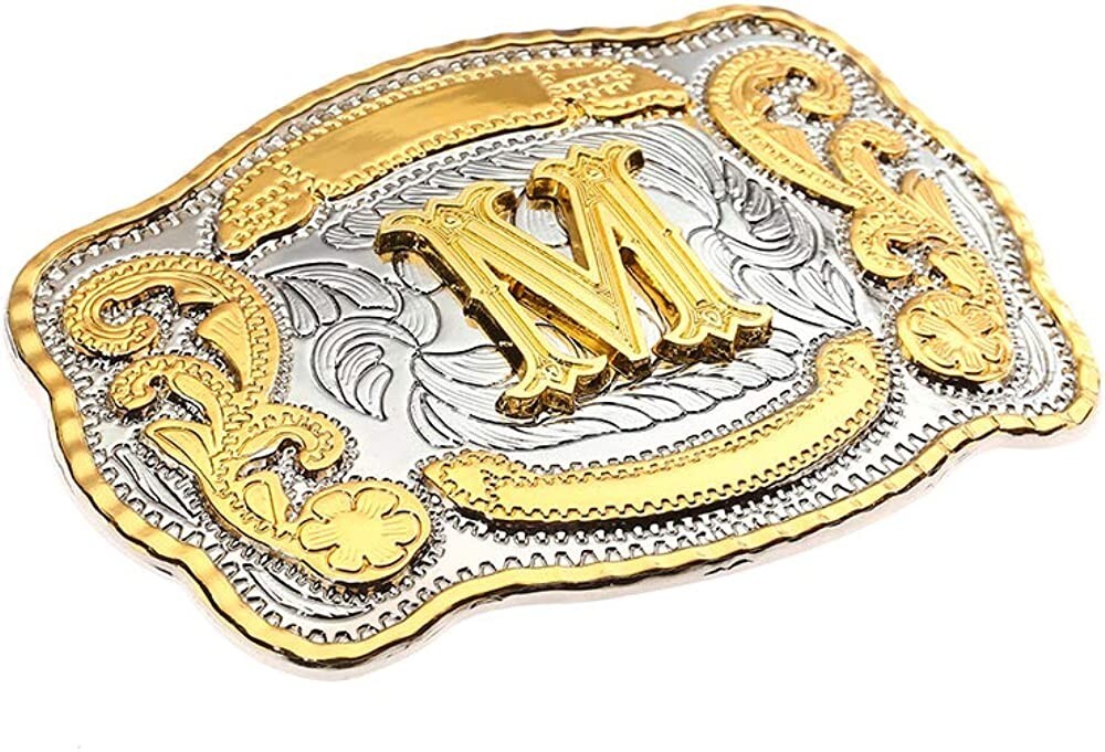 INITIAL (M) BELT BUCKLE LETTER COWBOY WESTERN RODEO TEXAS STAR HUGE BIG MEN USA